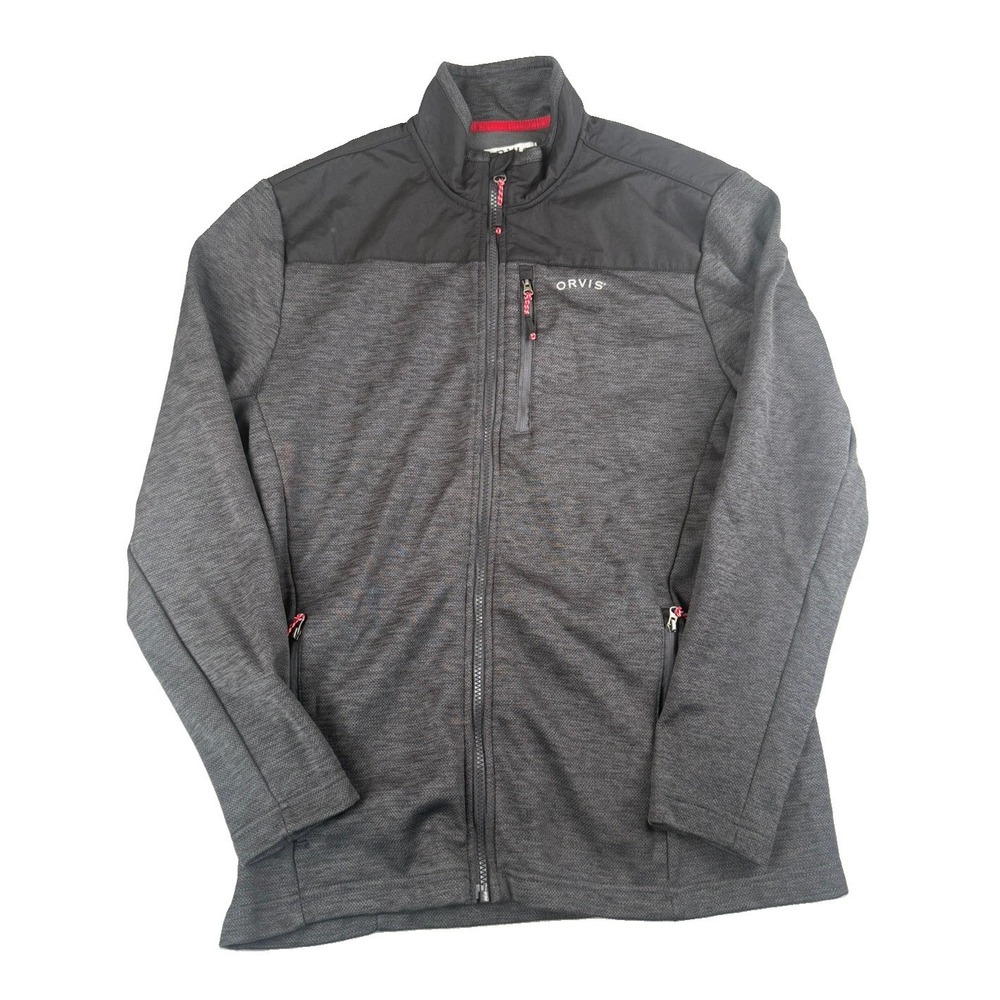 Orvis Classic Collection Jacket Mens Small Gray Full Zip Fleece Outdoor 1522009